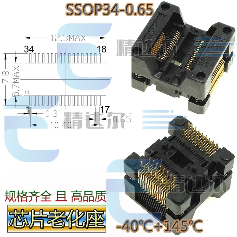 SOP TSSOP Programmer Adapter Socket 150–300MIL | Bare Socket IC Programmer Socket Richie's SSOP34-0.65