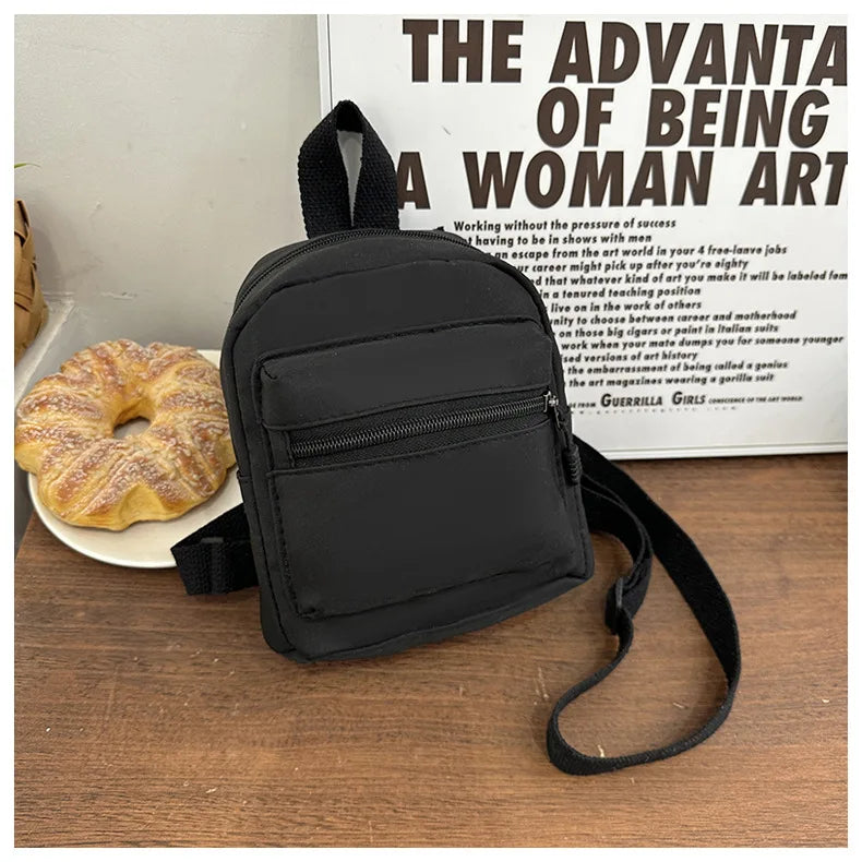 Mini Nylon Backpack Women Teen Girls Casual School Rucksack Mini Backpack Richie's Black