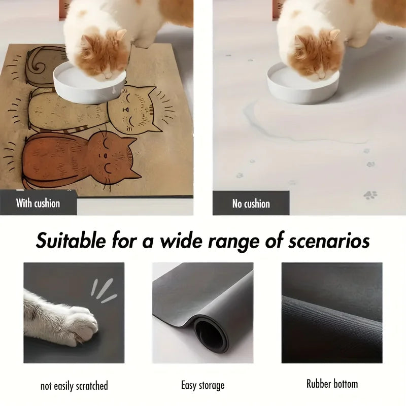 Non-Slip Cat Pattern Pet Feeding Mat – Waterproof & Easy Clean Pet Feeding Mat Richie's