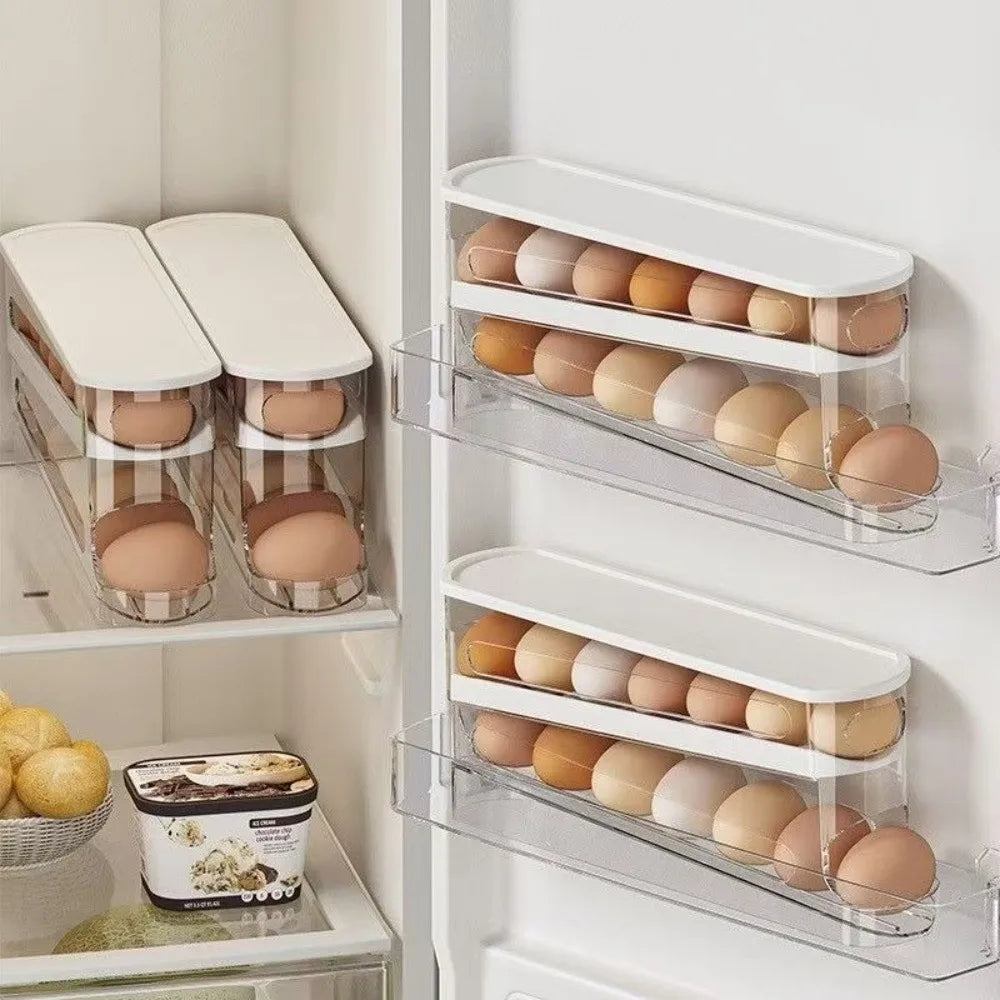Transparent Egg Storage Box – Auto Rolling Ladder Dispenser Egg Storage Dispenser Richie's
