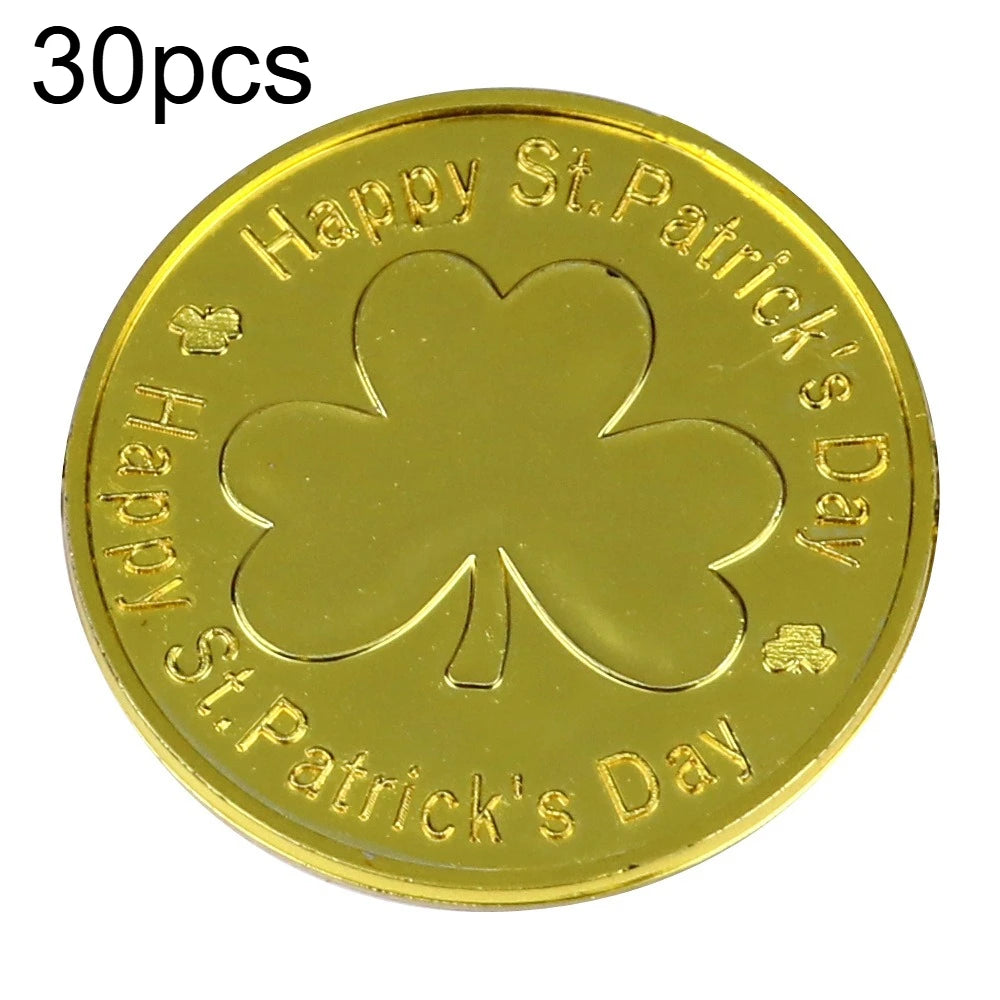 30pcs Shamrock Coins – St. Patrick's Day Gold & Green Décor Holiday Party Décor Richie's golden 30pcs