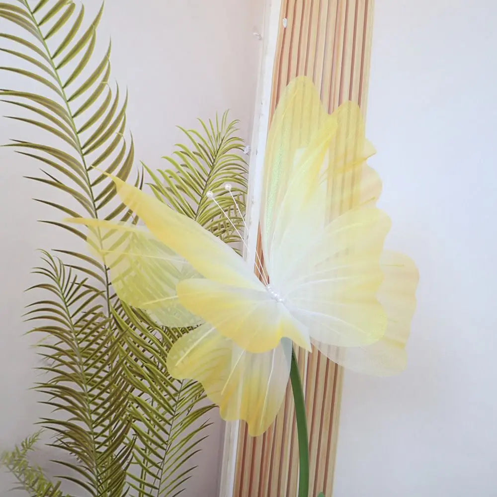 50cm Giant 3D Silk Gauze Artificial Butterfly Wedding Decor Party Decoration Prop Richie's yellow-style2