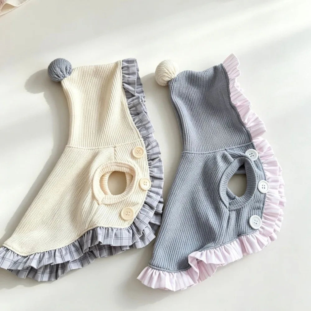 Hooded Ruffle Dog Dress – Sleeveless Small Pet Outfit Pet Dog Dress Richie's