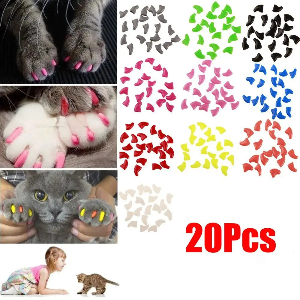 Silicone Cat Nail Caps – Soft Colorful Claw Covers 20 Pack Cat Nail Caps Richie's