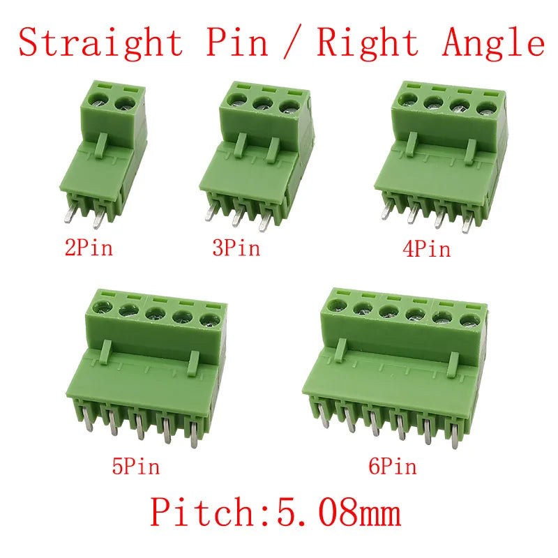 2EDG PCB Screw Terminal Block 5.08mm 2–6 Pin Connectors 5/10 Pairs PCB Terminal Connector Richie's