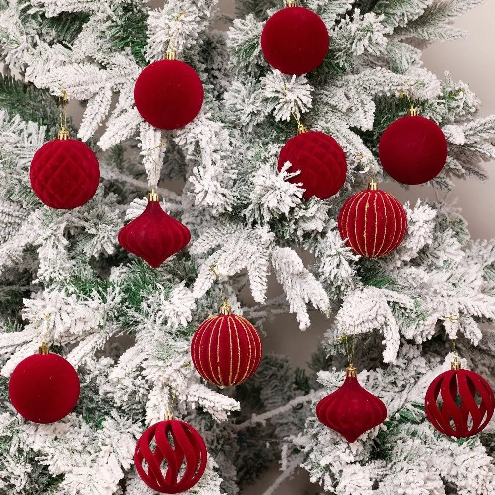 6-Pack 8CM Velvet Flocked Christmas Ball Ornaments | DIY Decor Christmas Ball Ornaments Richie's