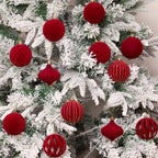 6-Pack 8CM Velvet Flocked Christmas Ball Ornaments | DIY Decor Christmas Ball Ornaments Richie's