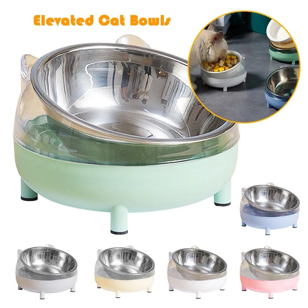 Elevated Tilted Stainless Steel Cat Bowl – Non-Slip Pet Feeder Elevated Pet Bowl Richie's