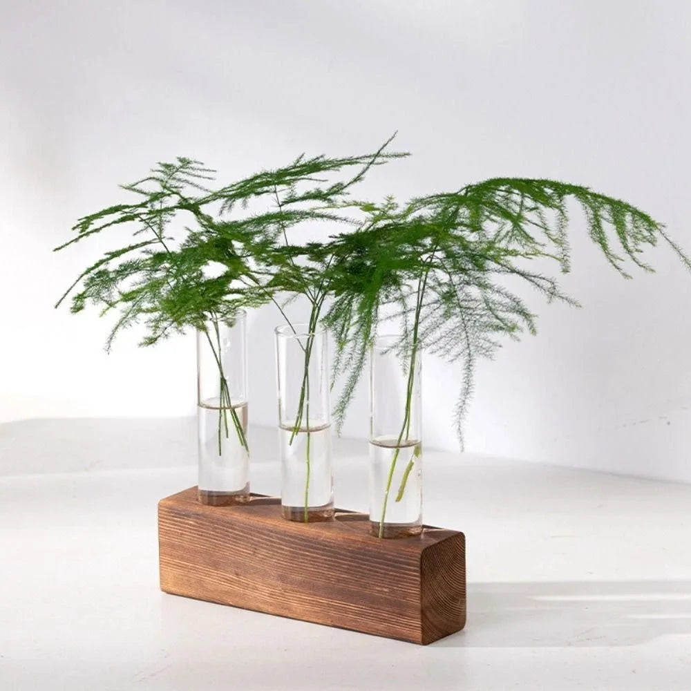 Wooden Stand Hydroponic Vase – Test Tube Minimalist Planter Hydroponic Vase Richie's 3 tubes