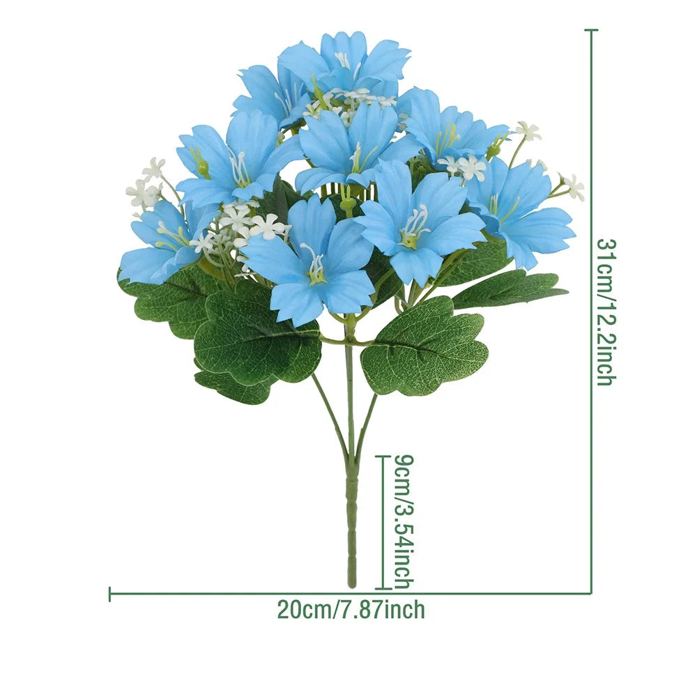 UV Resistant Artificial Trumpet Flower Bouquet | Home Decor Artificial Flower Bouquet Richie's Blue