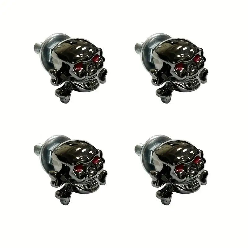 4Pcs 3D Skull License Plate Bolts for Cars & Motorcycles License Plate Fasteners Richie's Grey 4pcs