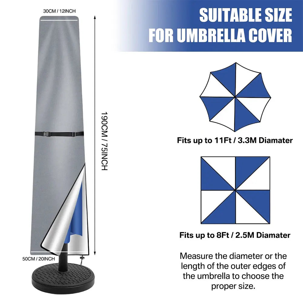APWIKOGER Patio Umbrella Cover Waterproof Anti-UV with Zipper Patio Umbrella Cover Richie's gray 190cm
