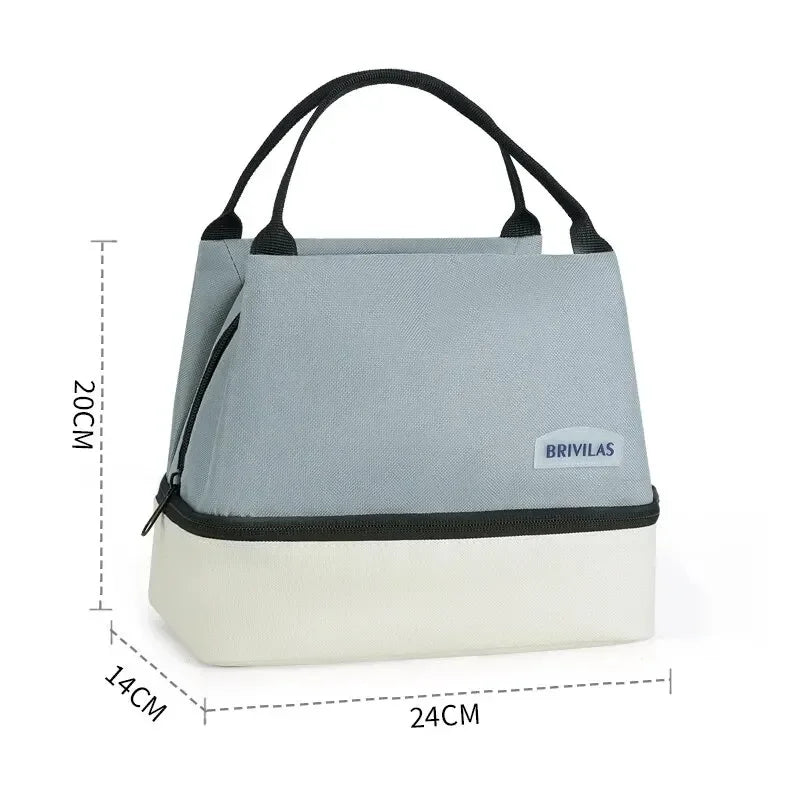Insulated Lunch Bag with Pocket – Reusable Cooler Tote Insulated Lunch Bag Richie's Grey