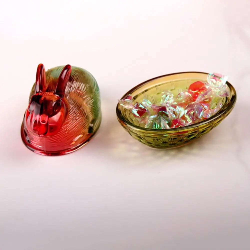 Rabbit-Shaped Glass Candy Dish with Lid | Easter Bunny Jar Glass Candy Jar Richie's