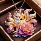 Nine-Tailed Fox Enamel Pendant Necklace | Chinese Mythology Enamel Pendant Necklace Richie's A16