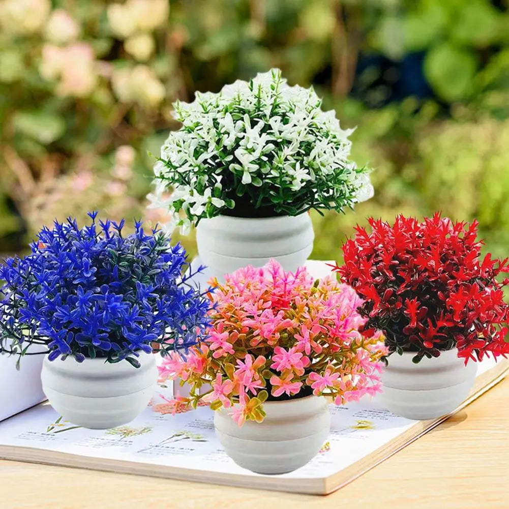 Artificial Bonsai Potted Plant – Multi-Color Faux Grass Décor Artificial Potted Plant Richie's