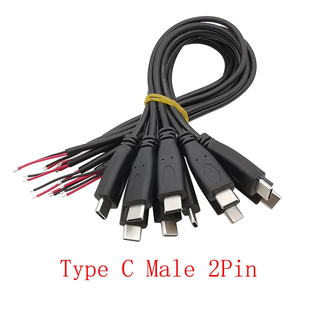 10Pcs USB-C Male to 2-Pin Bare Wire Power Cable 5V 22AWG USB Power Cable Richie's Default Title