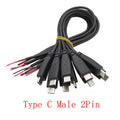 10Pcs USB-C Male to 2-Pin Bare Wire Power Cable 5V 22AWG USB Power Cable Richie's Default Title