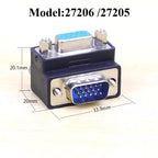 DB9 VGA 90° Right Angle Adapter – 9/15 Pin Male to Female VGA Adapter Connector Richie's
