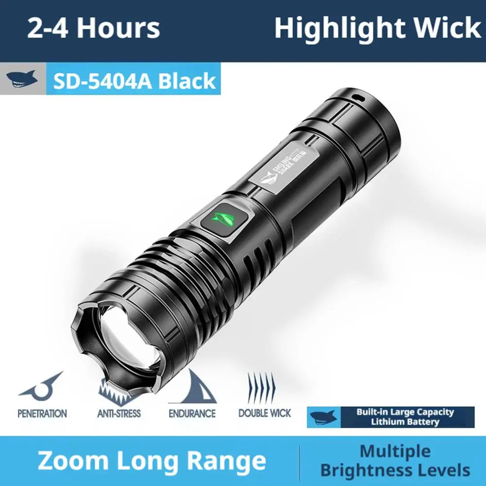 2000LM Tactical LED Flashlight USB-C Rechargeable Zoomable Torch Tactical Flashlight Richie's