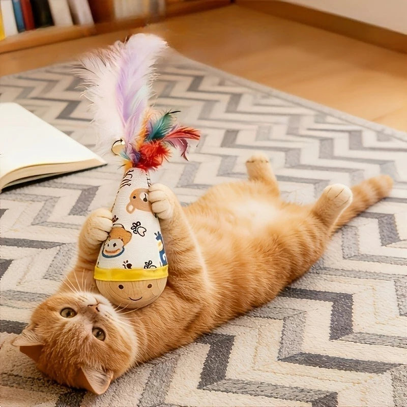 Wobble Cat Toy with Feathers – Interactive Self-Play Tumbler Cat Wobble Toy Richie's
