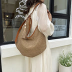 Rattan Woven Women Shoulder Bag Large Beach Tote Straw Purse Woven Shoulder Bag Richie's