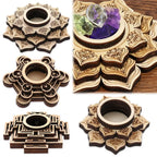 Lotus Wooden Crystal Ball Base | Meditation Decor Stand Crystal Display Stand Richie's