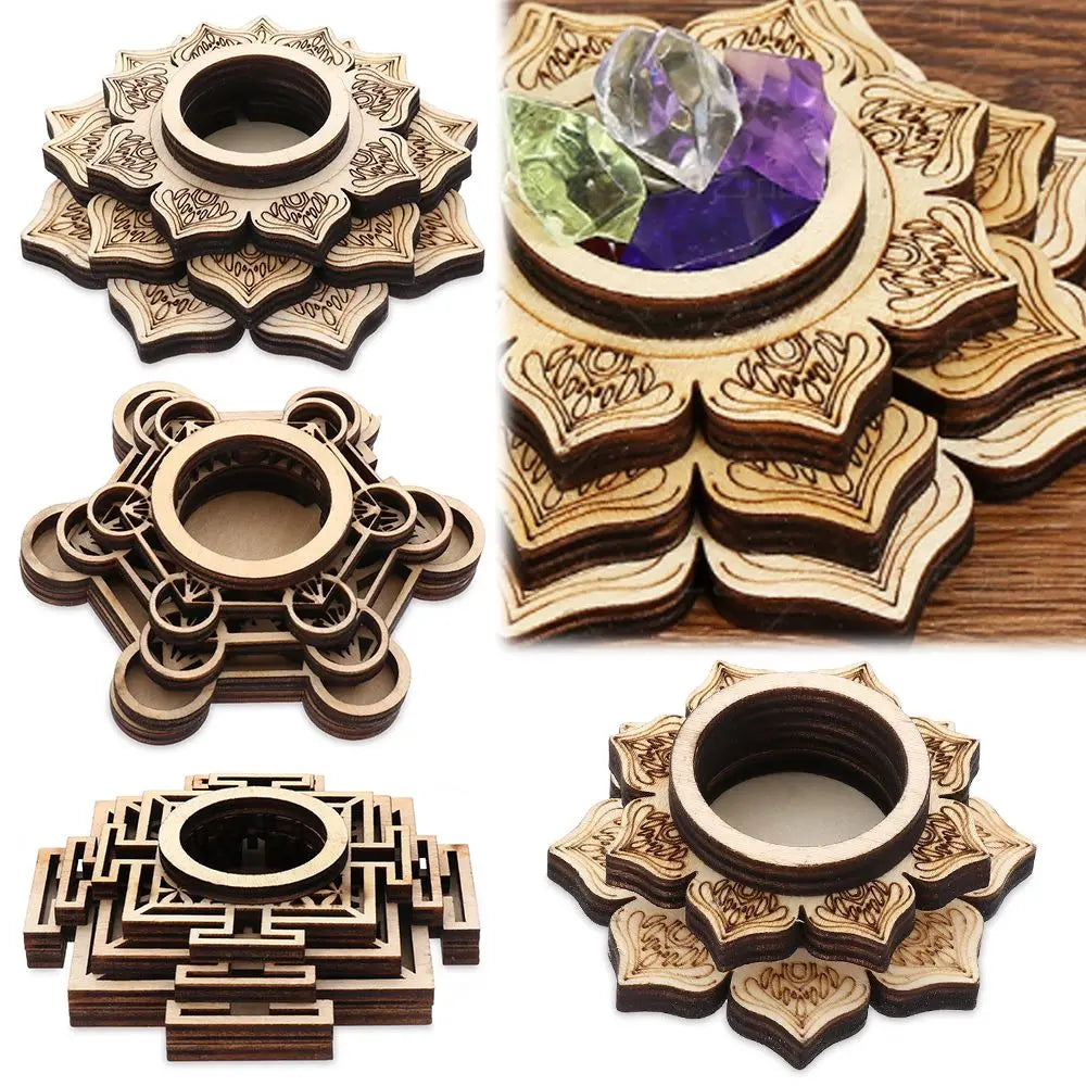 Lotus Wooden Crystal Ball Base | Meditation Decor Stand Crystal Display Stand Richie's