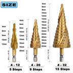 HSS Titanium Step Drill Bit Set 4-12 4-20 4-32mm – 3 Pcs Step Drill Bit Set Richie's 3PCS set