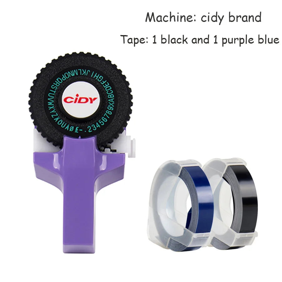 CIDY Mini Handheld Label Maker 3D Embossing Typewriter Machine Handheld Label Maker Richie's purple
