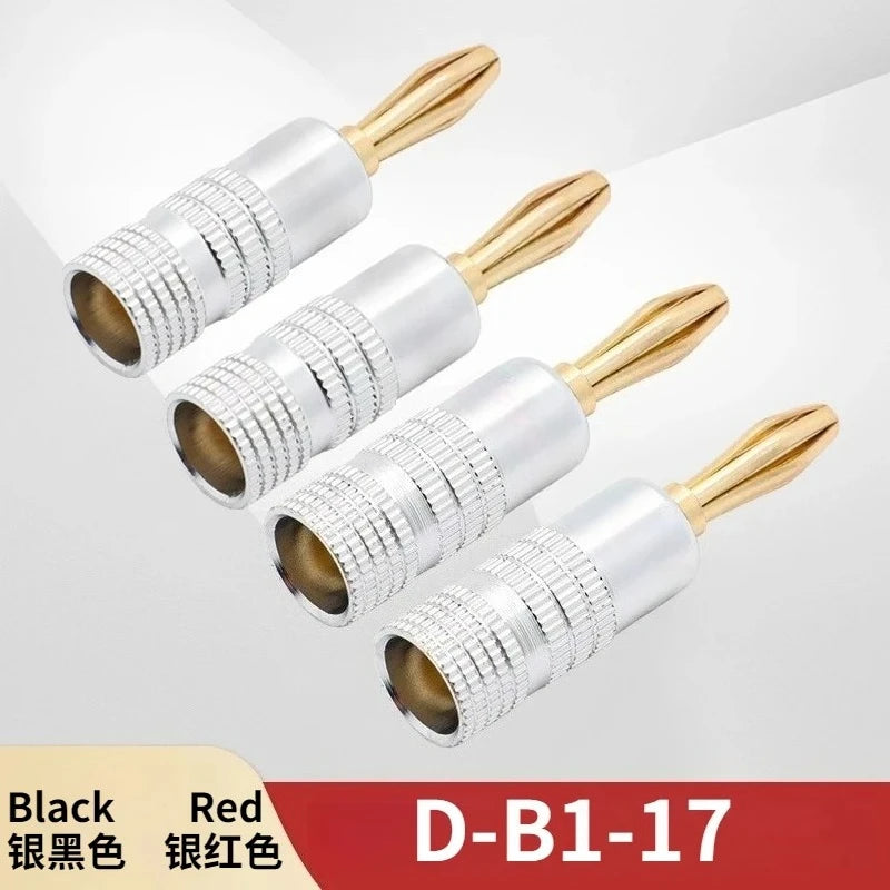 Gold-Plated Brass 4mm Banana Plugs Solderless Speaker Connectors Speaker Banana Plugs Richie's D-B1-17 2 pair