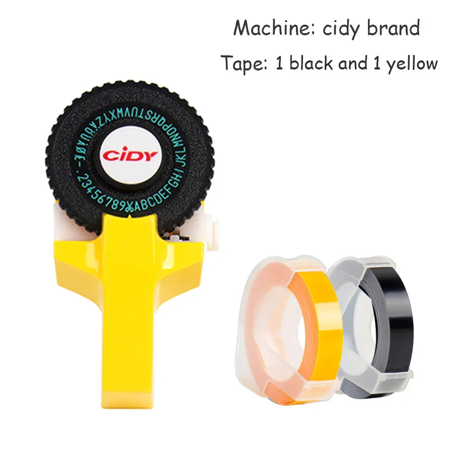 CIDY Mini Handheld Label Maker 3D Embossing Typewriter Machine Handheld Label Maker Richie's yellow