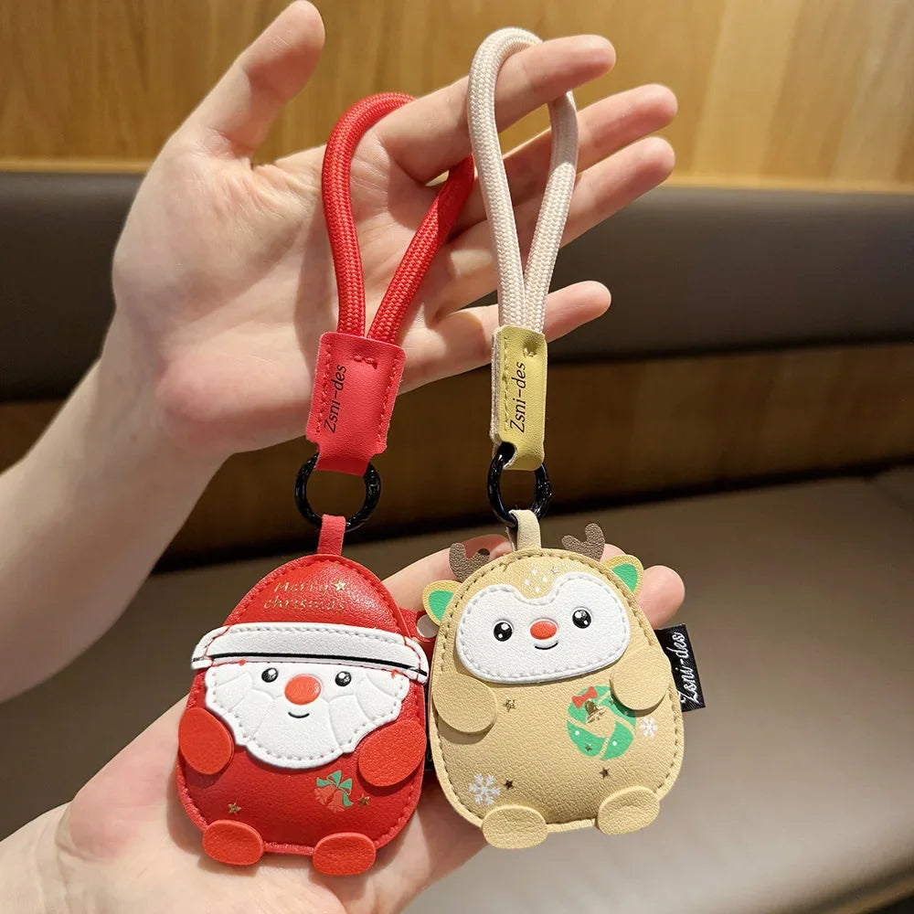 Cartoon Santa Reindeer Keychain – Faux Leather Christmas Pendant Holiday Keychain Richie's