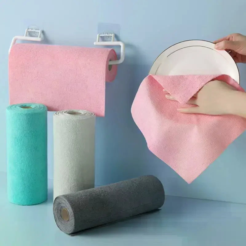 Microfiber Kitchen Towels 20pcs Reusable Lint-Free Roll Microfiber Cleaning Cloths Richie's
