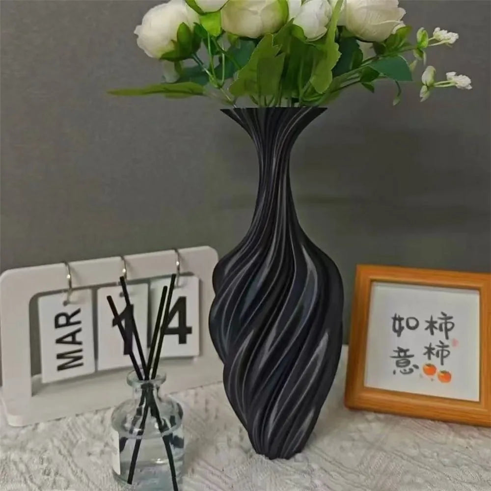 3D Printed Swirl Flower Vase | Minimalist Plastic Decor Decorative Vase Richie's White