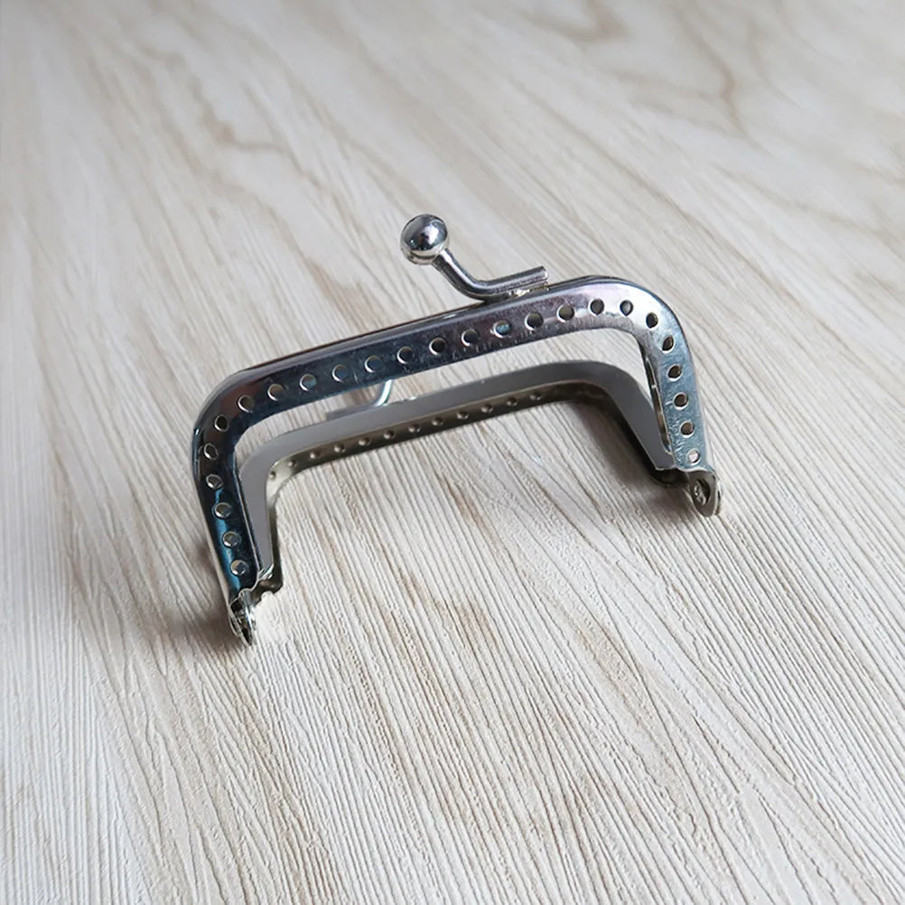 8.5cm Square Kiss Lock Purse Frame – Silver Beaded Clasp DIY Purse Frame Hardware Richie's