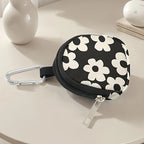 White Flower Mini Zipper Coin Purse with Hook Clip & Key Bag Mini Coin Purse Richie's