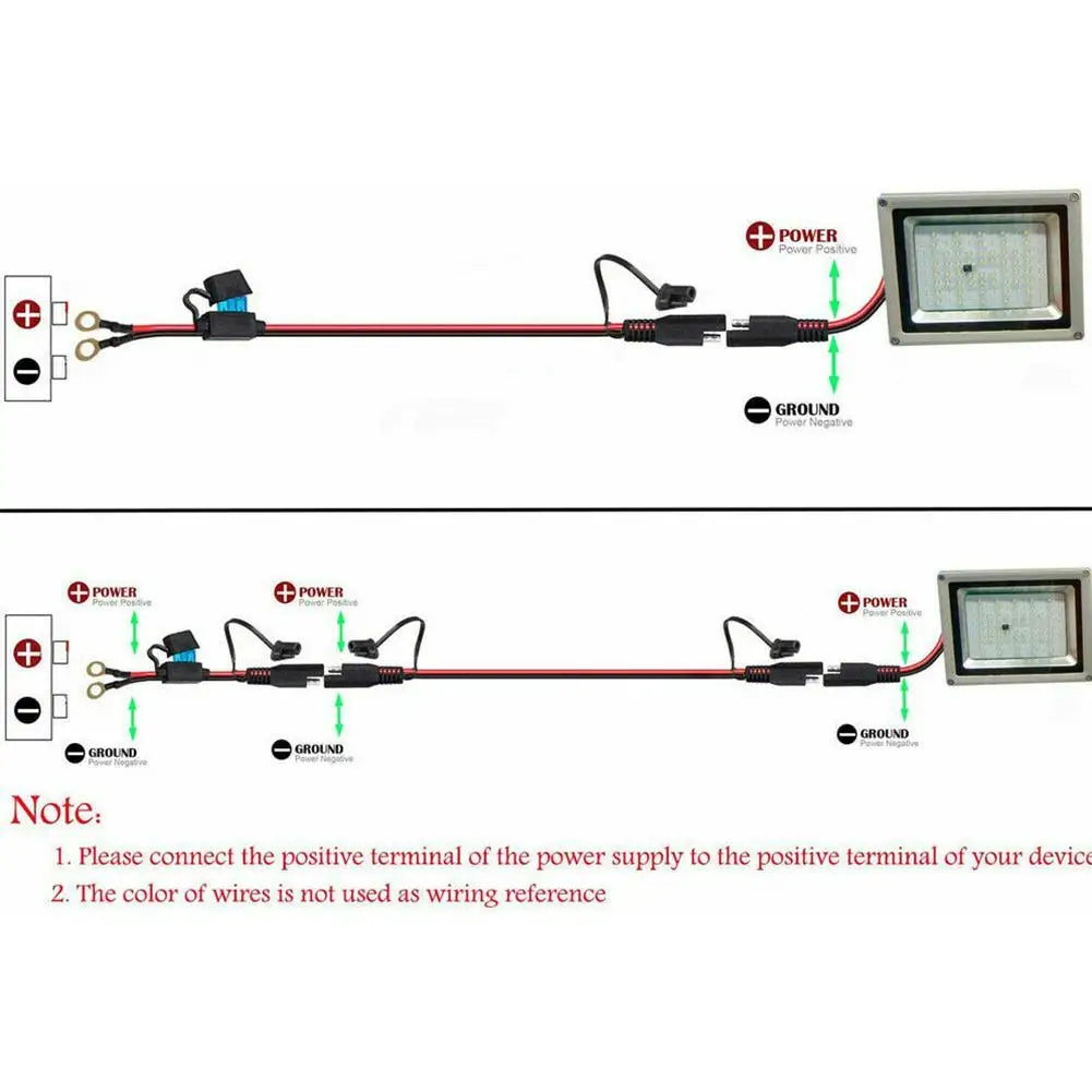 SAE 2-Pin Quick Disconnect O-Ring Terminal Harness 10A Fuse SAE Connector Harness Richie's