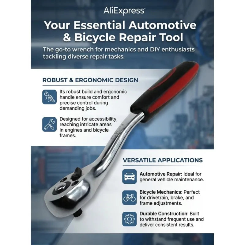 72-Tooth Ratchet Wrench – Two-Way Socket Drive for Car & Bike Ratchet Wrench Richie's