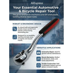 72-Tooth Ratchet Wrench – Two-Way Socket Drive for Car & Bike Ratchet Wrench Richie's