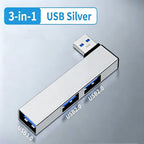 3-in-1 USB Hub USB-A & Type-C Dual Interface Mini Dock | FUCHU USB Hub Richie's Silver