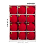 12pcs Flocked Christmas Ball Ornaments Vintage 6cm Set Christmas Ball Ornaments Richie's Red