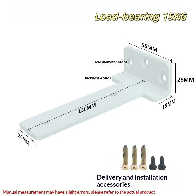 L-Shape Metal Shelf Brackets Wall Mount Support Rack with Screws Metal Shelf Bracket Richie's White 26x150mm