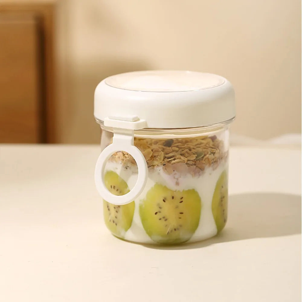 Overnight Oats Jars with Lids & Spoons | Double Seal Cup Food Storage Jar Richie's white 1