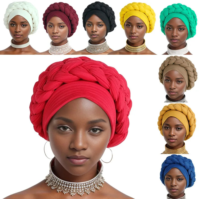 Double Braid Halo Turban Cap – African Headwrap for Women Turban Headwrap Richie's