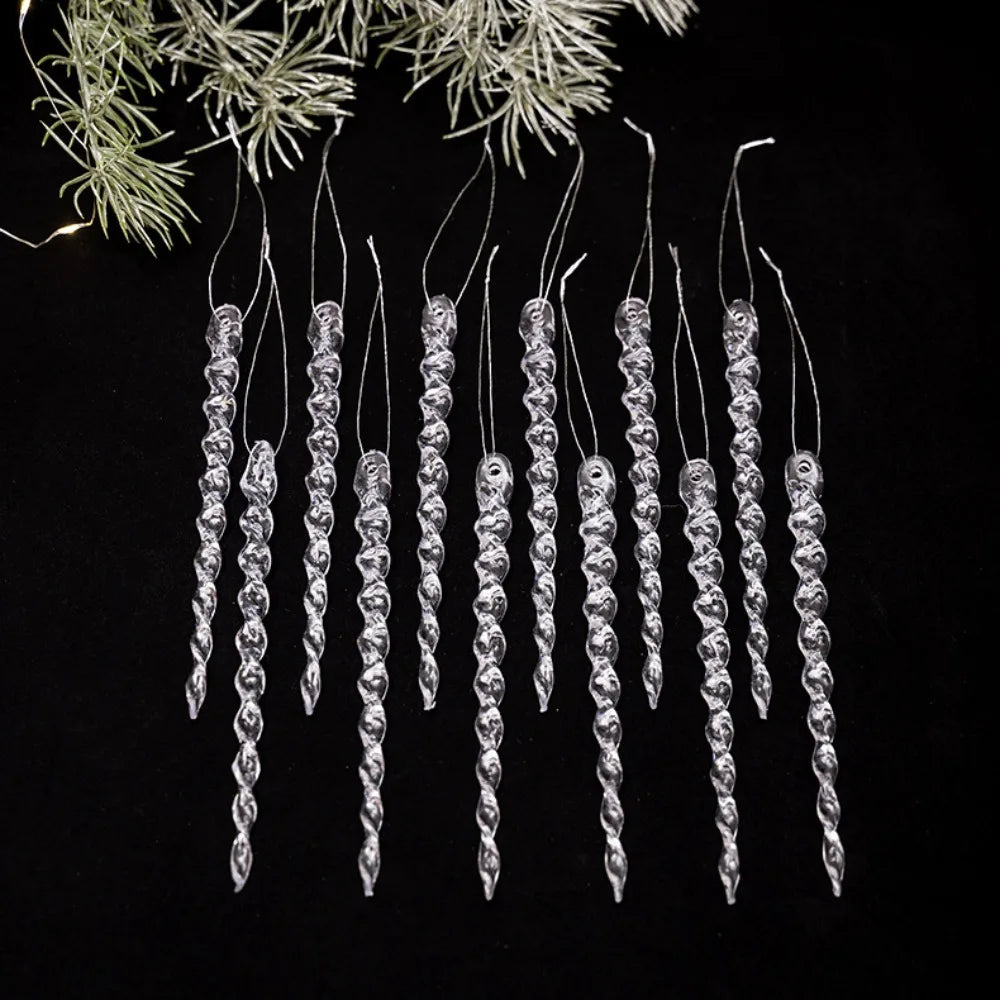12pcs Crystal Clear Acrylic Christmas Icicle Ornaments Christmas Ornaments Richie's Transparent