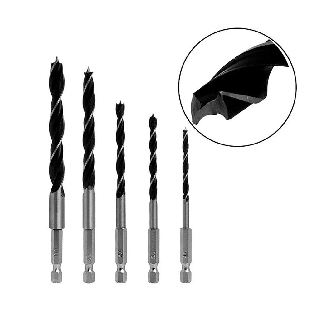 5Pcs Three-Point HSS Woodworking Drill Bit Set – Hex Shank Woodworking Drill Bits Richie's