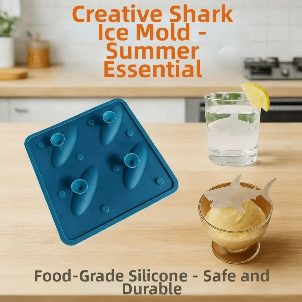 Shark Ice Cube Mold – 4-Cavity Food-Grade Silicone Ice Maker Ice Cube Mold Richie's