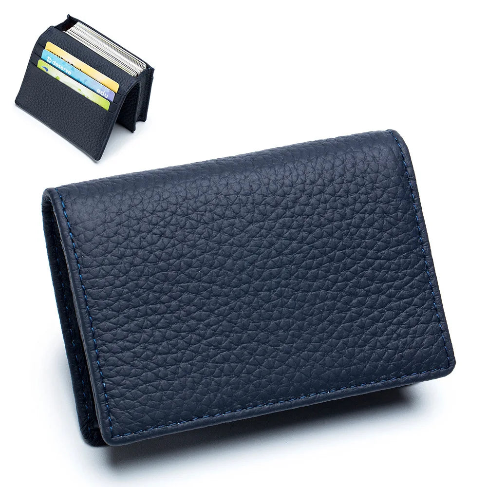 Genuine Leather Card Holder Wallet & Coin Purse – Unisex Leather Card Wallet Richie's dark blue