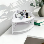 2-Tier White Corner Shelf – Bathroom Countertop Organizer Corner Storage Shelf Richie's